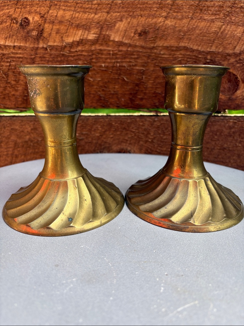 Vintage Brass Swirl Candle Holders - Set of Two